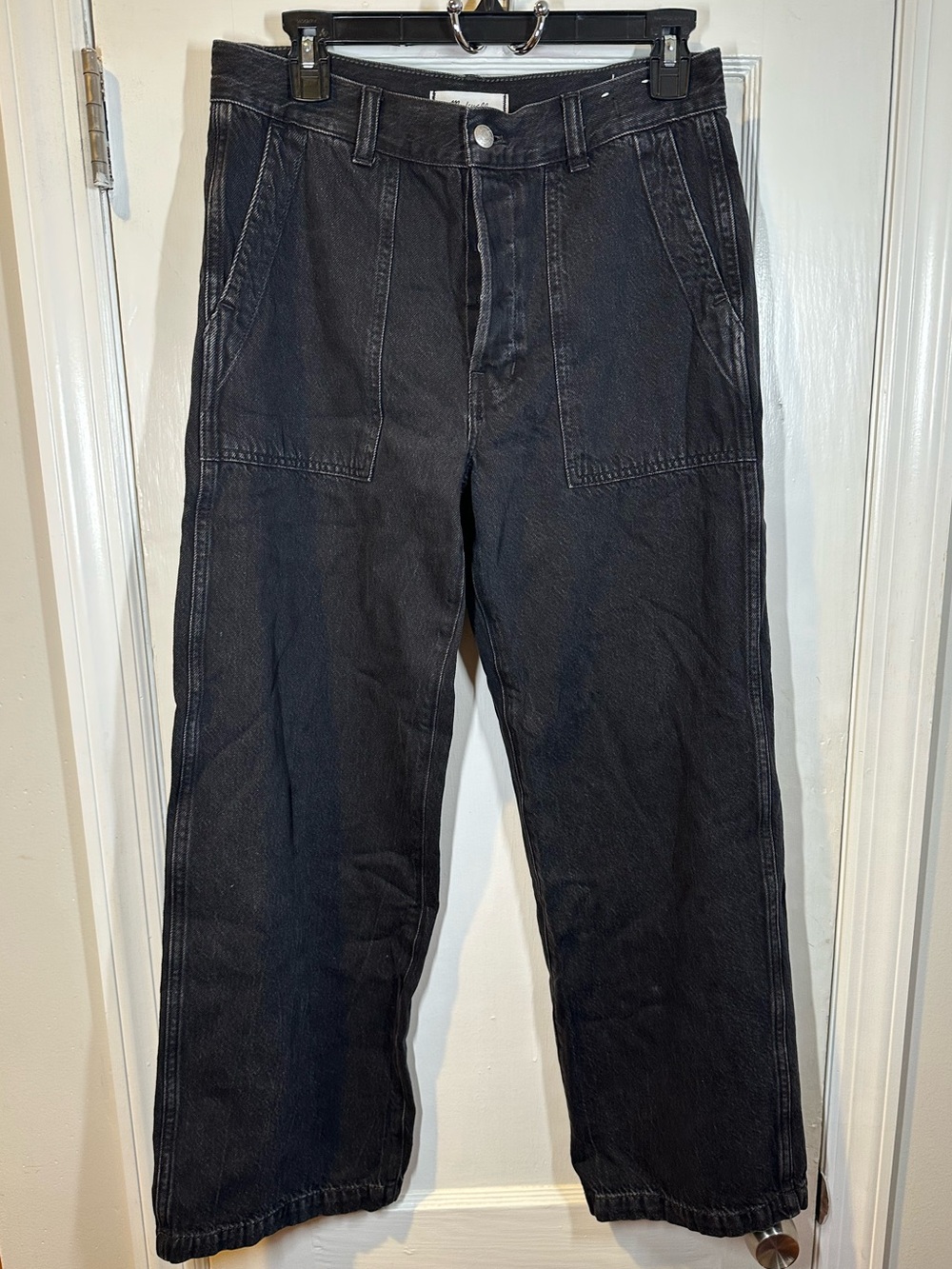 Madewell Utility Barrel-Leg Jeans in Black Size 28